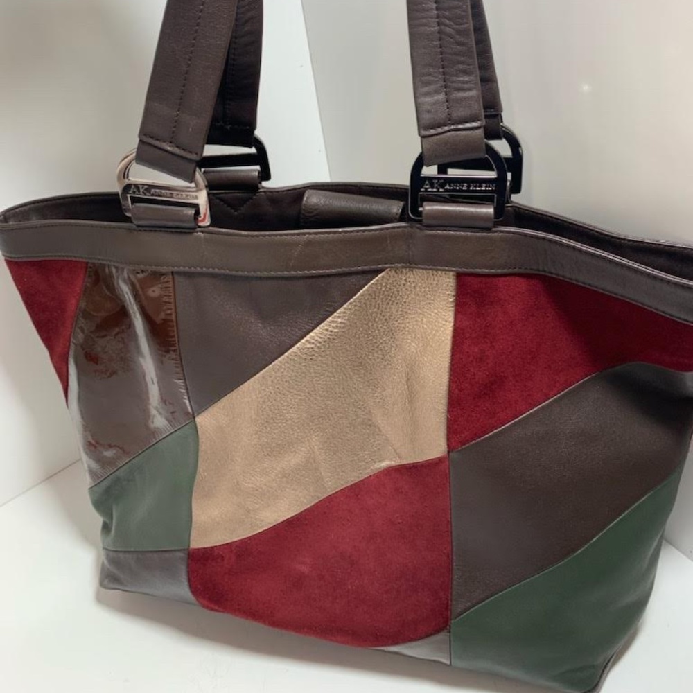 Anne Klein Leather Patchwork Bag, Euc - image 2